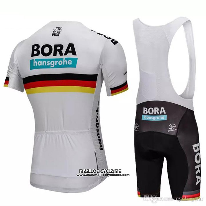 2018 Maillot Ciclismo Bora Champion Belgique Blanc Manches Courtes et Cuissard